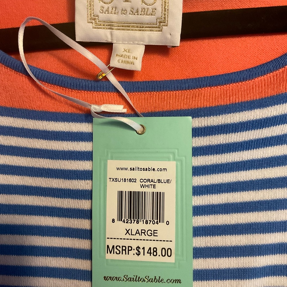 Sail to Stable Coral and Blue Striped Dress